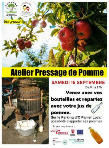 Atelier pressage de pommes samedi 16 septembre Parking d'O Panier Local
