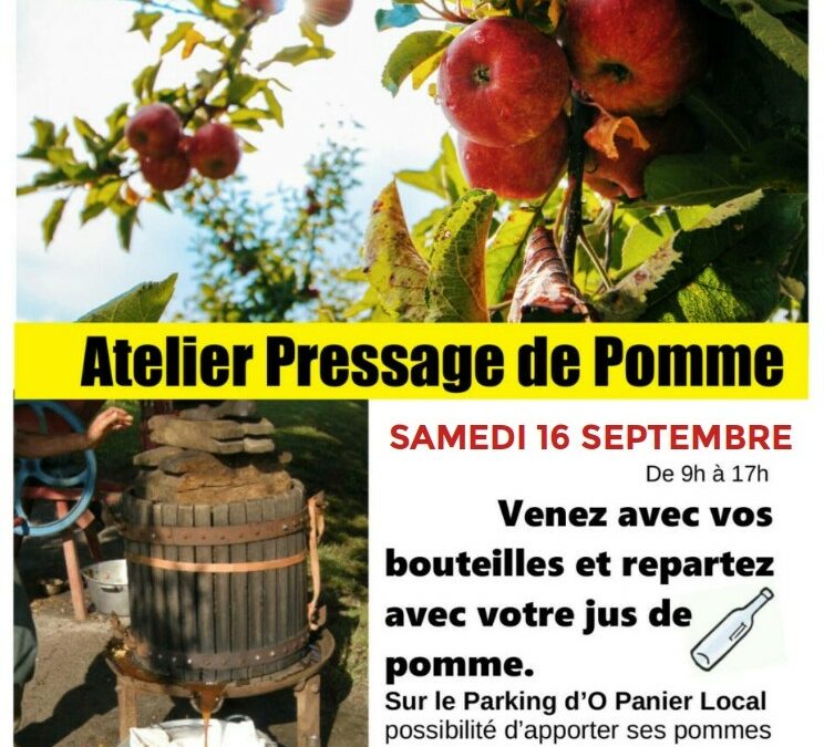 Atelier pressage de pommes samedi 16 septembre Parking d'O Panier Local